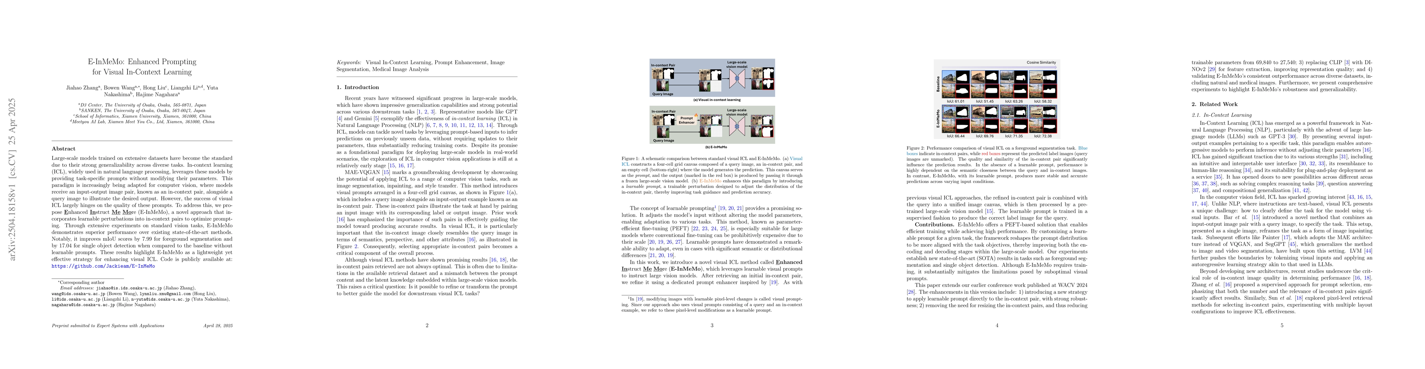 Thumbnail for E-InMeMo: Enhanced Prompting for Visual In-Context Learning