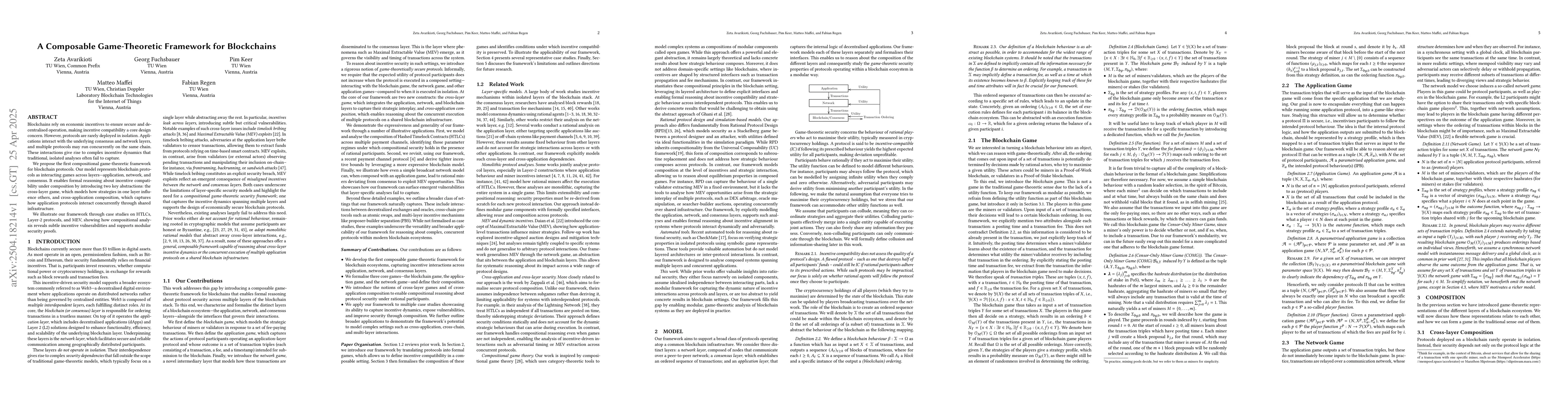Thumbnail for A Composable Game-Theoretic Framework for Blockchains