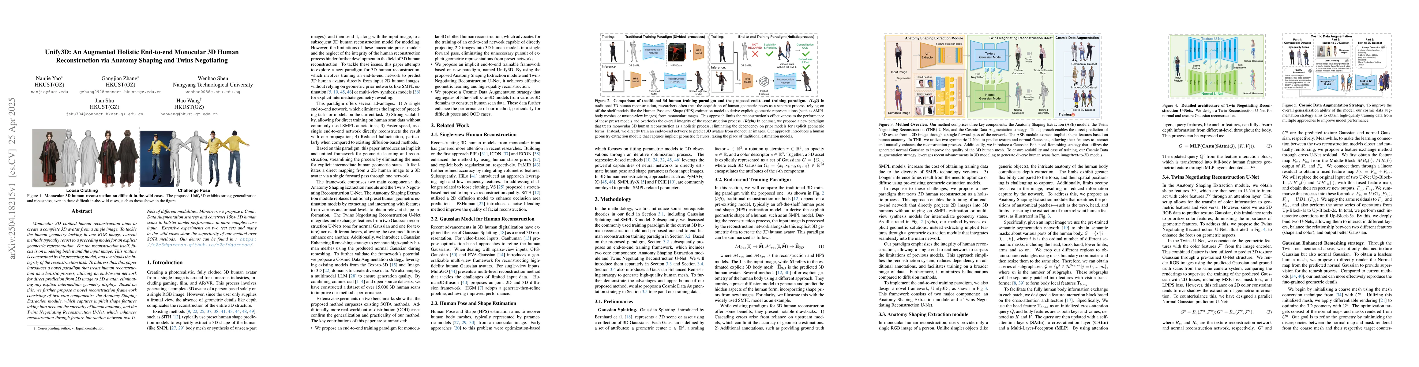 Thumbnail for Unify3D: An Augmented Holistic End-to-end Monocular 3D Human
  Reconstruction via Anatomy Shaping and Twins Negotiating