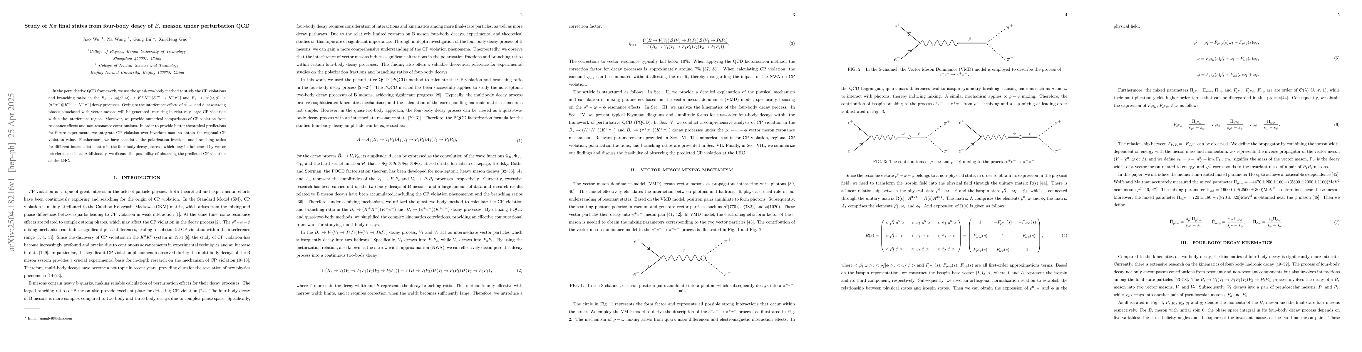 Thumbnail for Study of $Kπ$ final states from four-body deacy of $\bar{B}_{s}$
  meason under perturbation QCD
