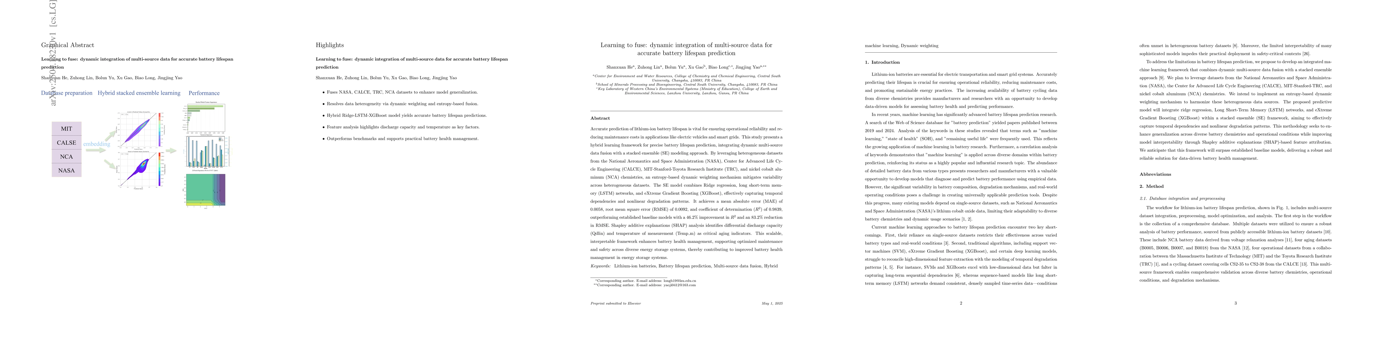 Thumbnail for Learning to fuse: dynamic integration of multi-source data for accurate
  battery lifespan prediction