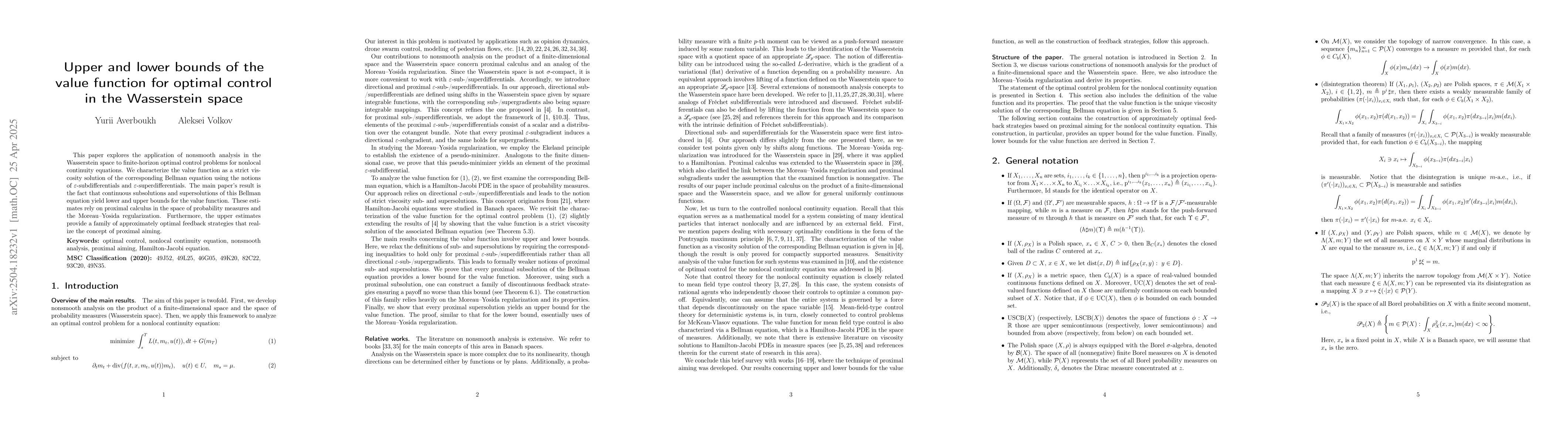 Thumbnail for Upper and lower bounds of the value function for optimal control in the
  Wasserstein space