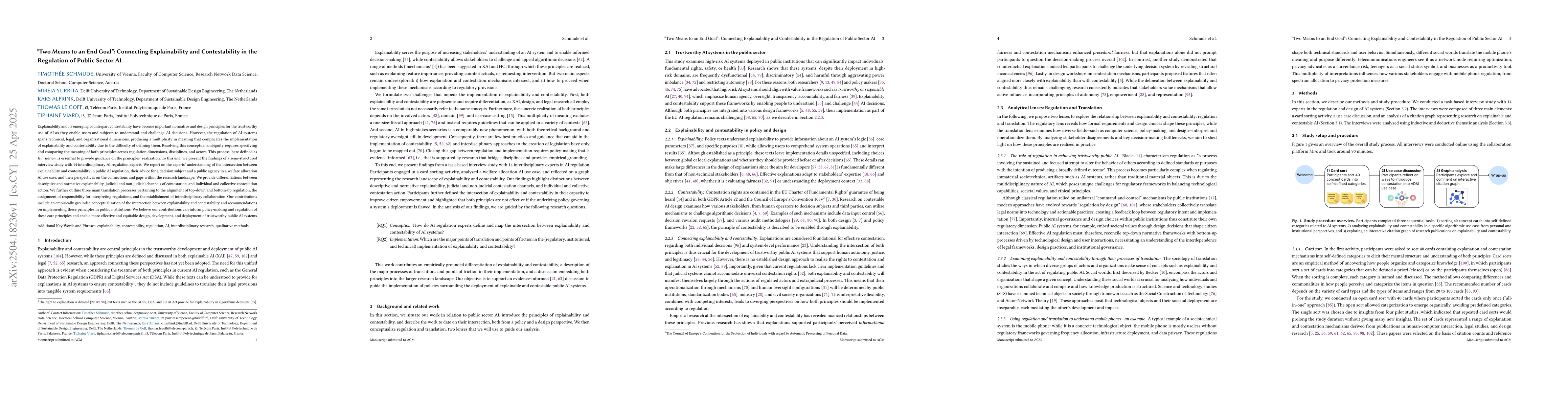 Thumbnail for "Two Means to an End Goal": Connecting Explainability and Contestability
  in the Regulation of Public Sector AI