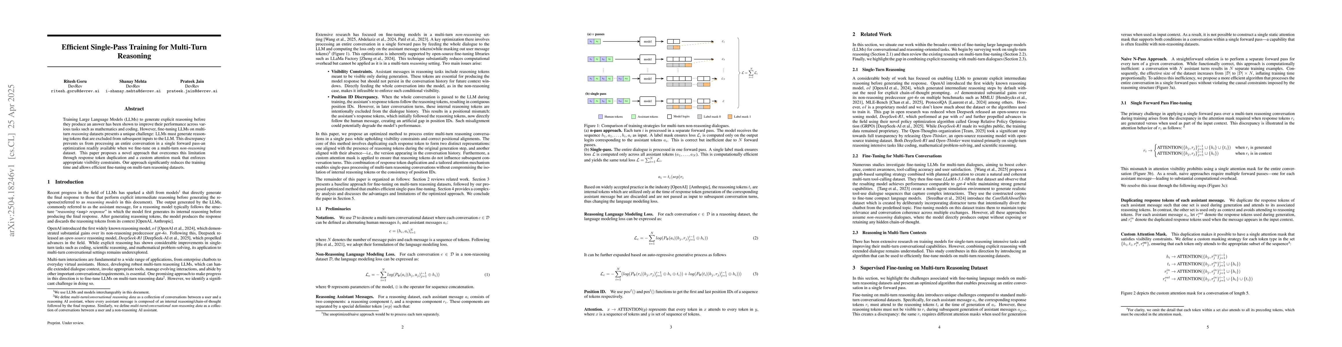 Thumbnail for Efficient Single-Pass Training for Multi-Turn Reasoning