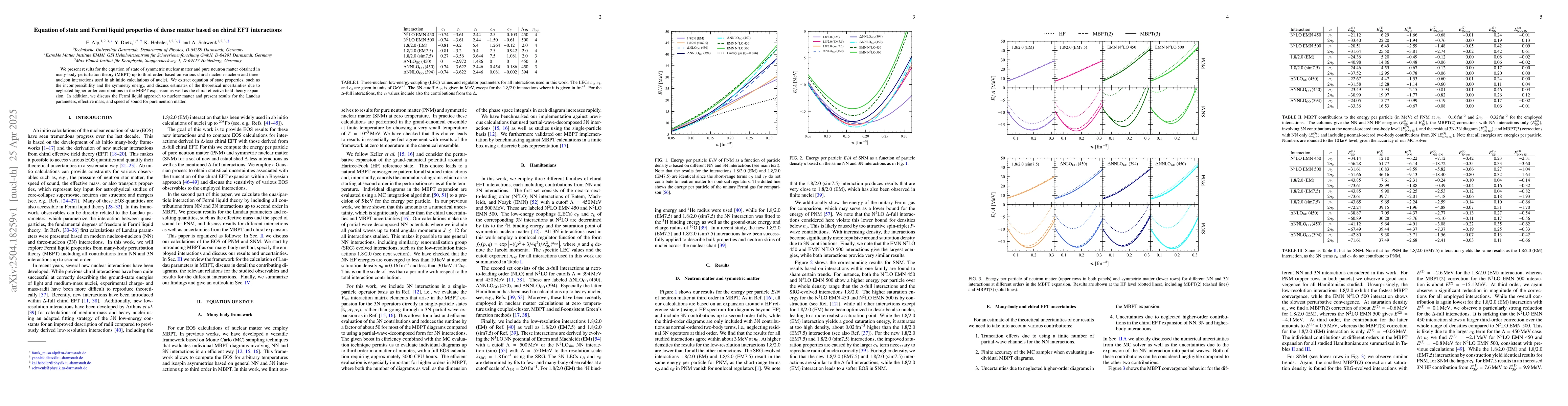 Thumbnail for Equation of state and Fermi liquid properties of dense matter based on
  chiral EFT interactions