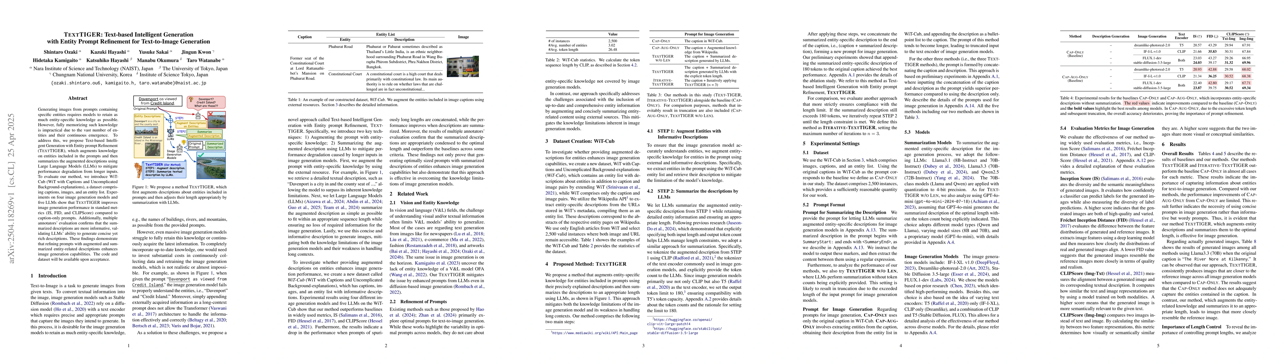 Thumbnail for TextTIGER: Text-based Intelligent Generation with Entity Prompt
  Refinement for Text-to-Image Generation