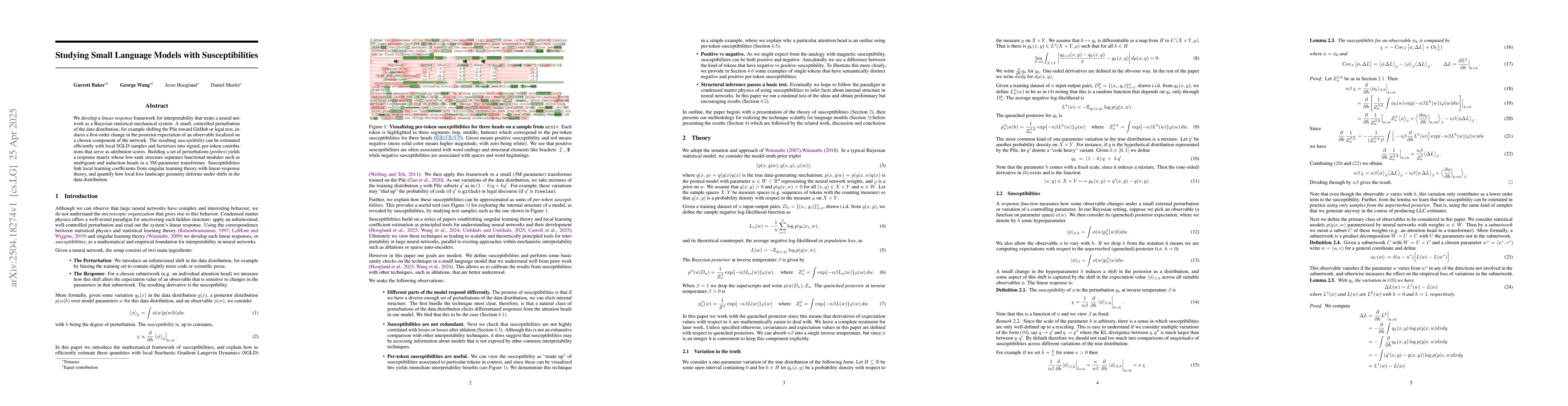 Thumbnail for Studying Small Language Models with Susceptibilities