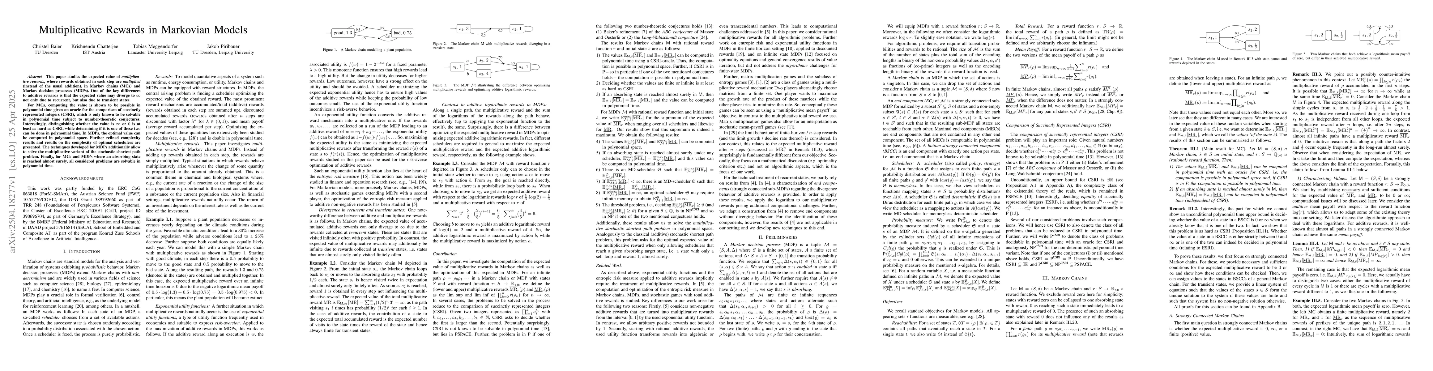 Thumbnail for Multiplicative Rewards in Markovian Models