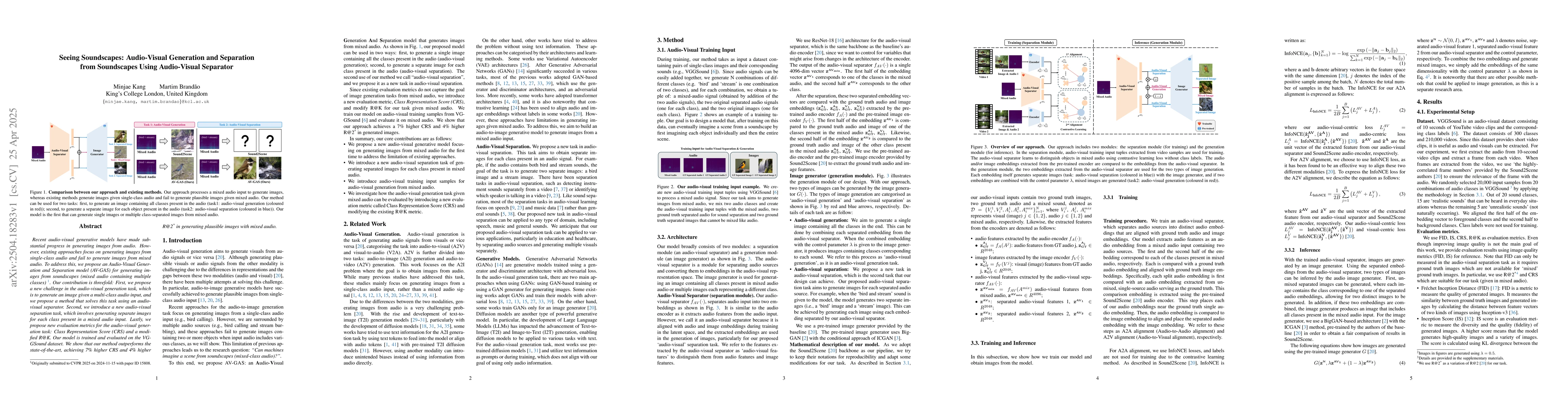 Thumbnail for Seeing Soundscapes: Audio-Visual Generation and Separation from
  Soundscapes Using Audio-Visual Separator