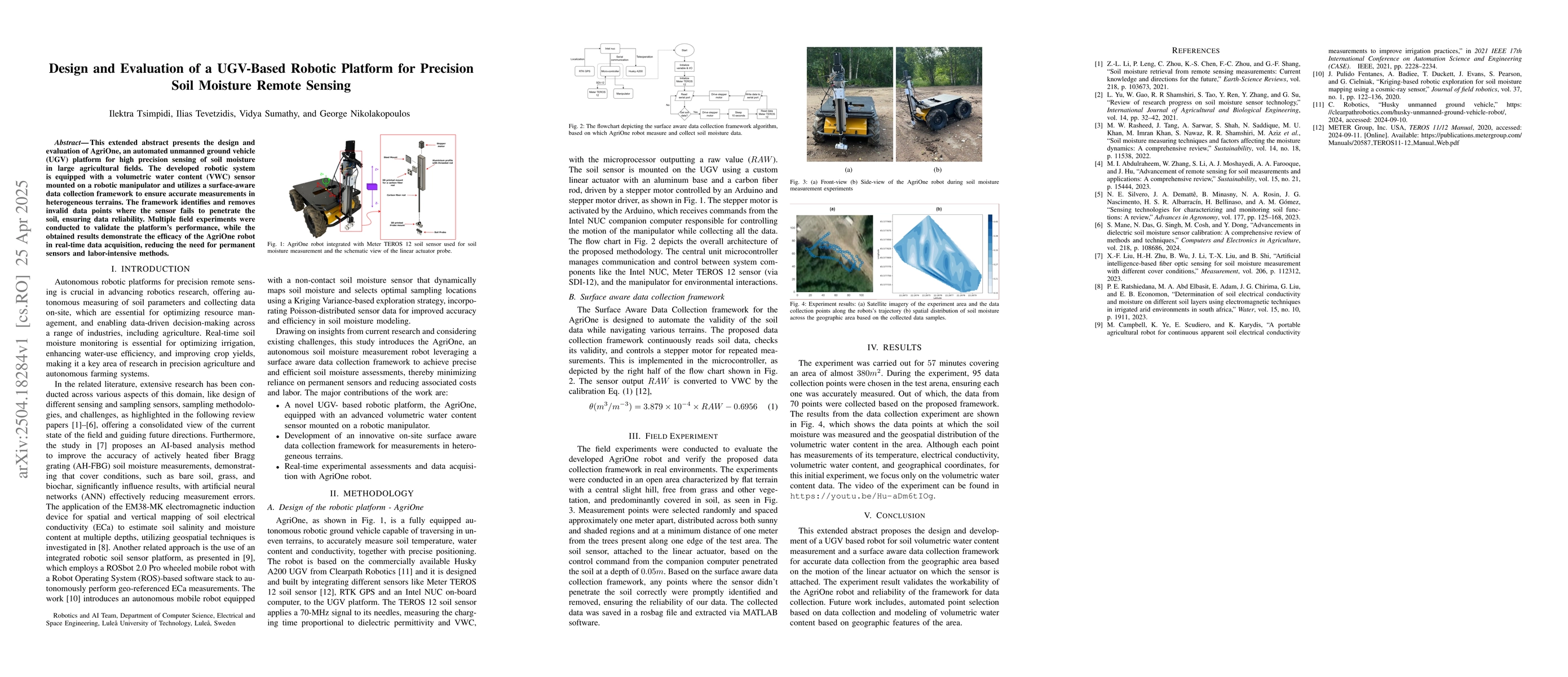 Thumbnail for Design and Evaluation of a UGV-Based Robotic Platform for Precision Soil
  Moisture Remote Sensing