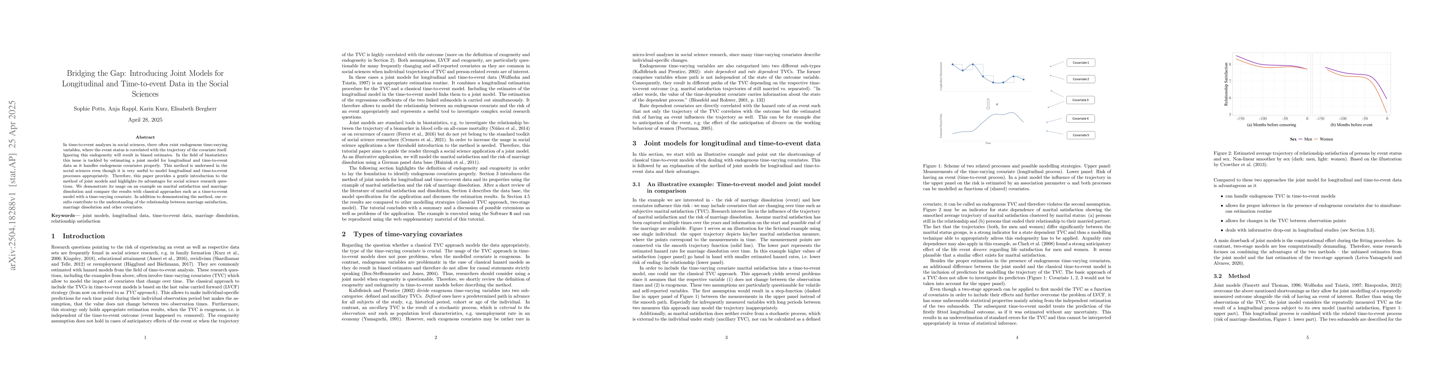 Thumbnail for Bridging the Gap: Introducing Joint Models for Longitudinal and
  Time-to-event Data in the Social Sciences