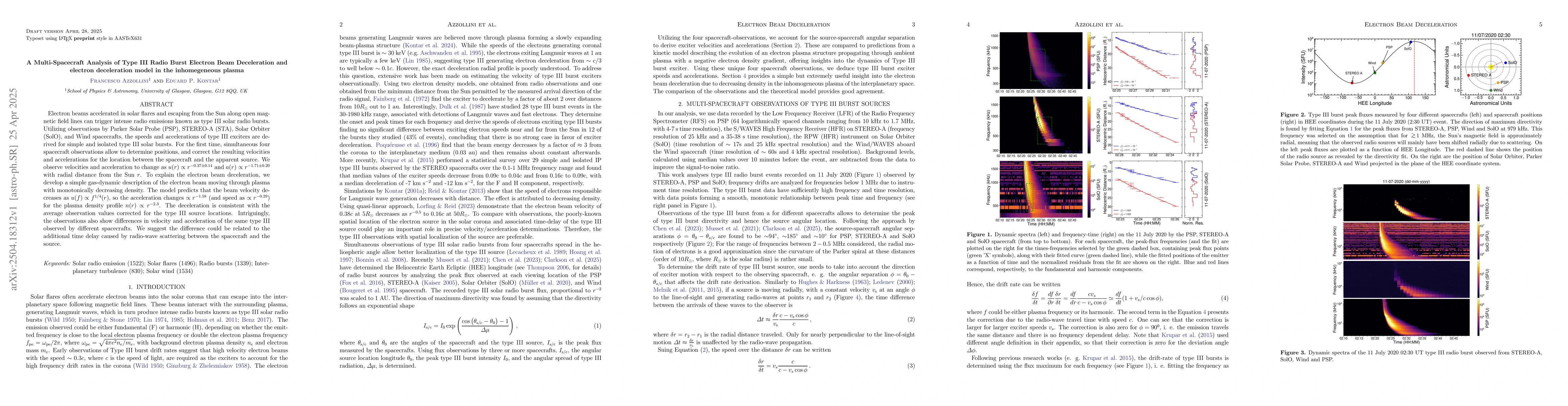 Thumbnail for A Multi-Spacecraft Analysis of Type III Radio Burst Electron Beam
  Deceleration and electron deceleration model in the inhomegeneous plasma