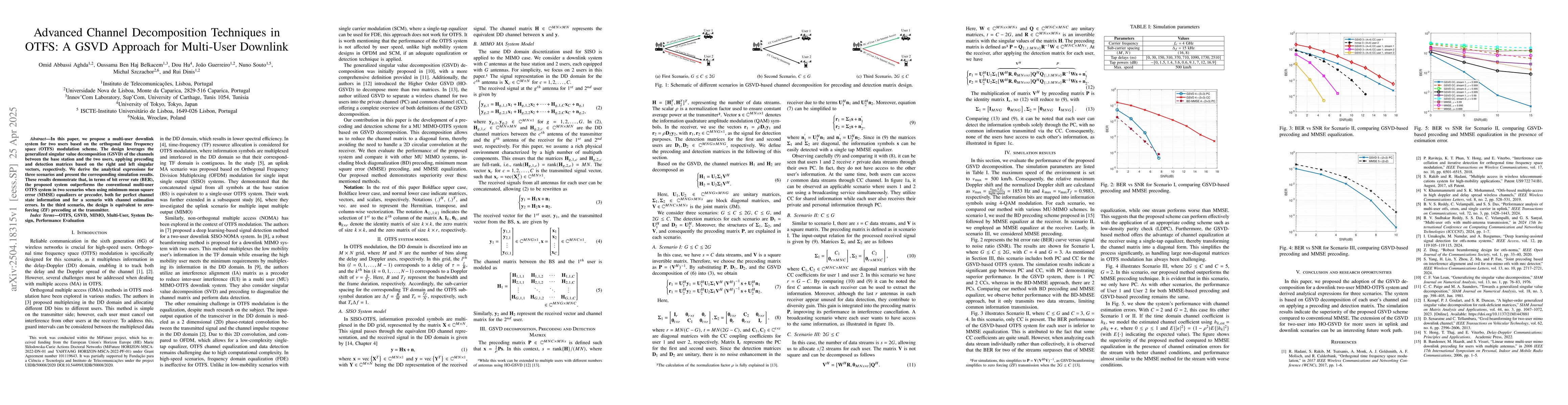 Thumbnail for Advanced Channel Decomposition Techniques in OTFS: A GSVD Approach for
  Multi-User Downlink