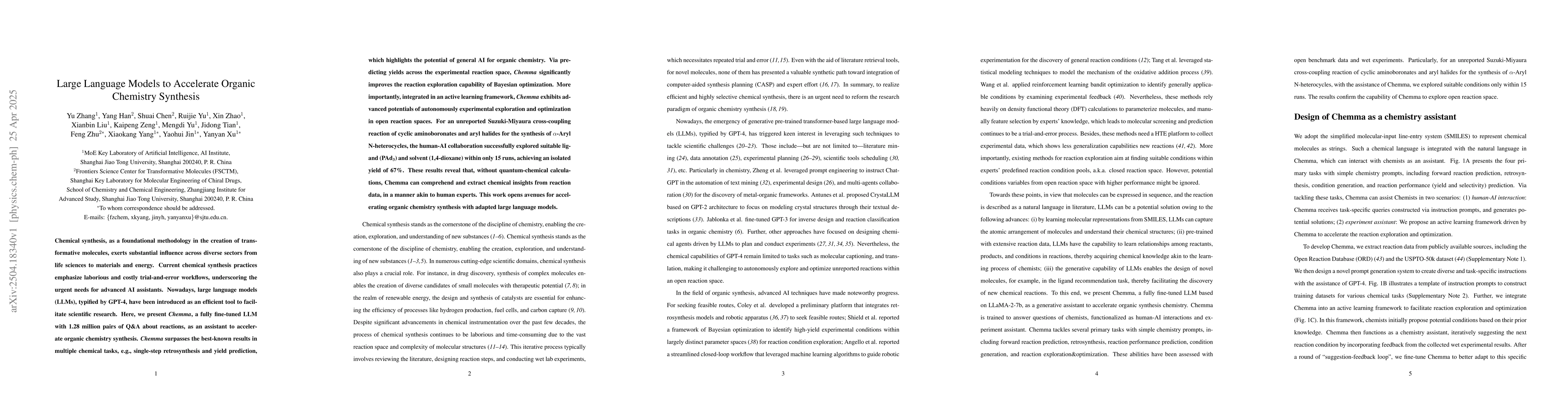 Thumbnail for Large Language Models to Accelerate Organic Chemistry Synthesis