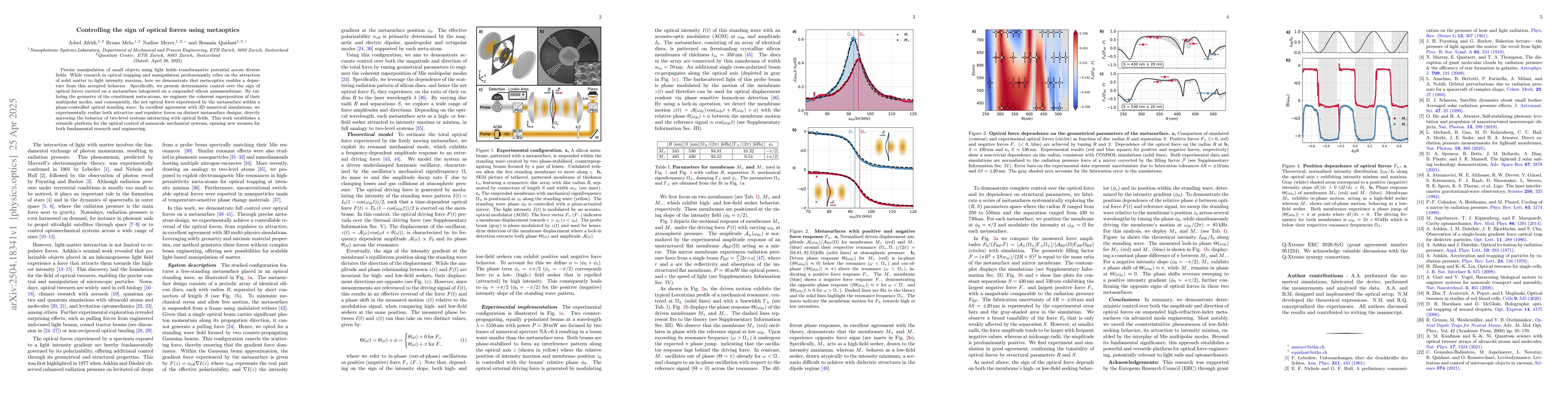 Thumbnail for Controlling the sign of optical forces using metaoptics