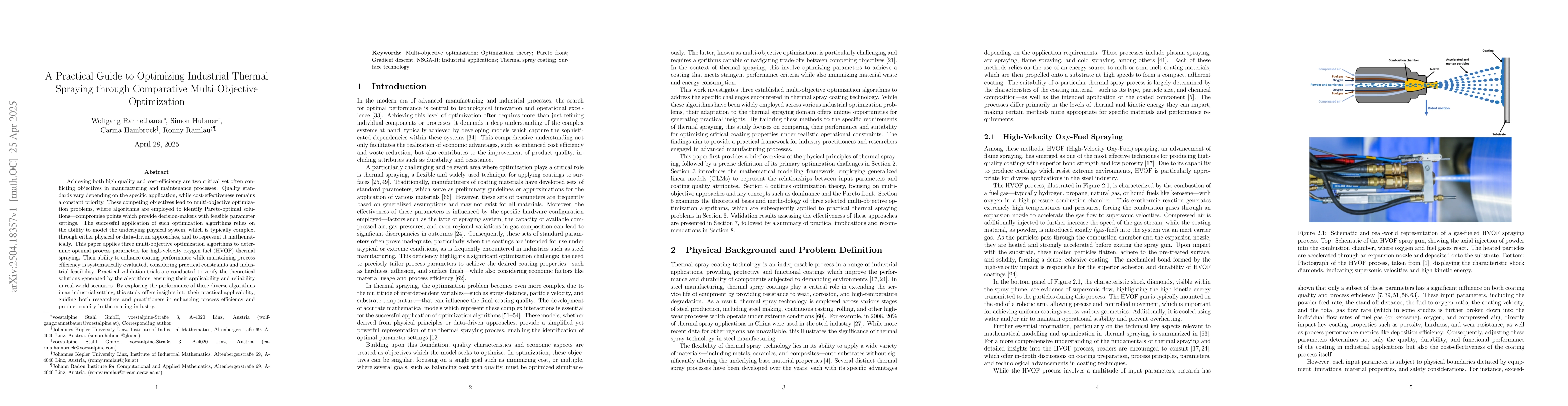 Thumbnail for A Practical Guide to Optimizing Industrial Thermal Spraying through
  Comparative Multi-Objective Optimization