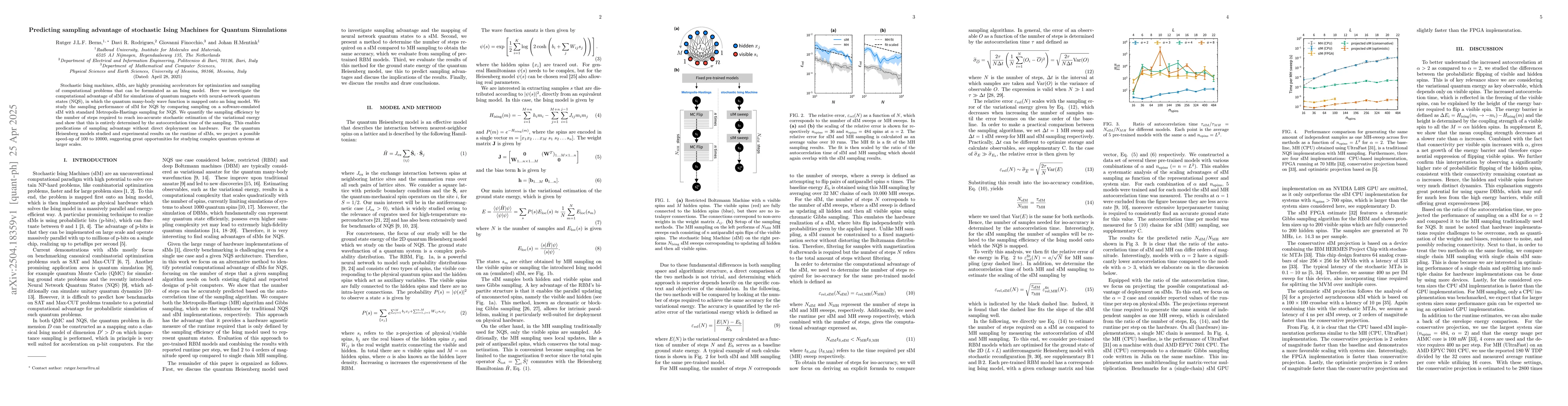 Thumbnail for Predicting sampling advantage of stochastic Ising Machines for Quantum
  Simulations
