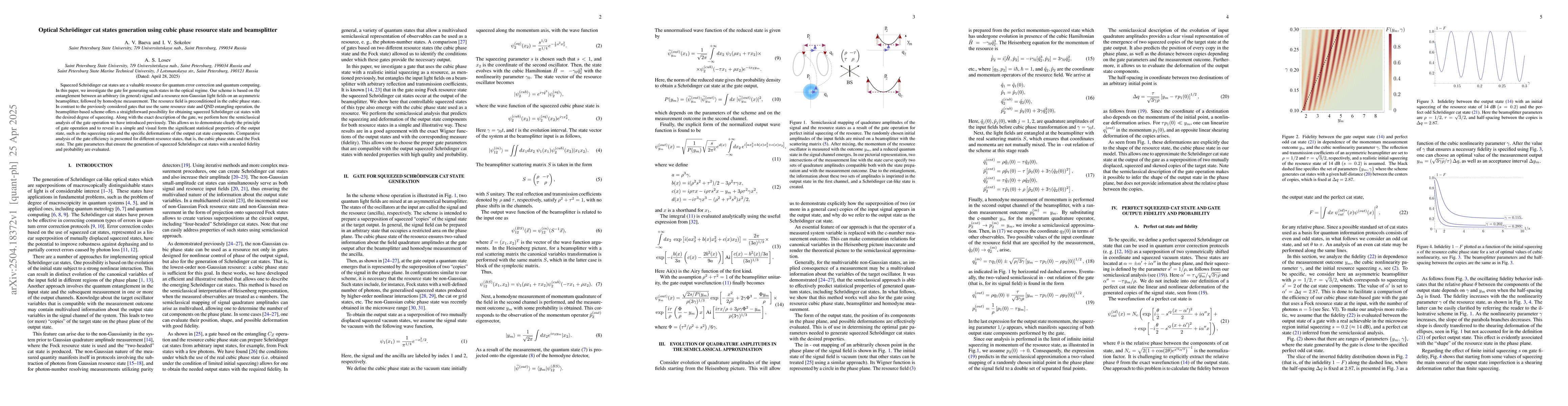 Thumbnail for Optical Schrödinger cat states generation using cubic phase resource
  state and beamsplitter