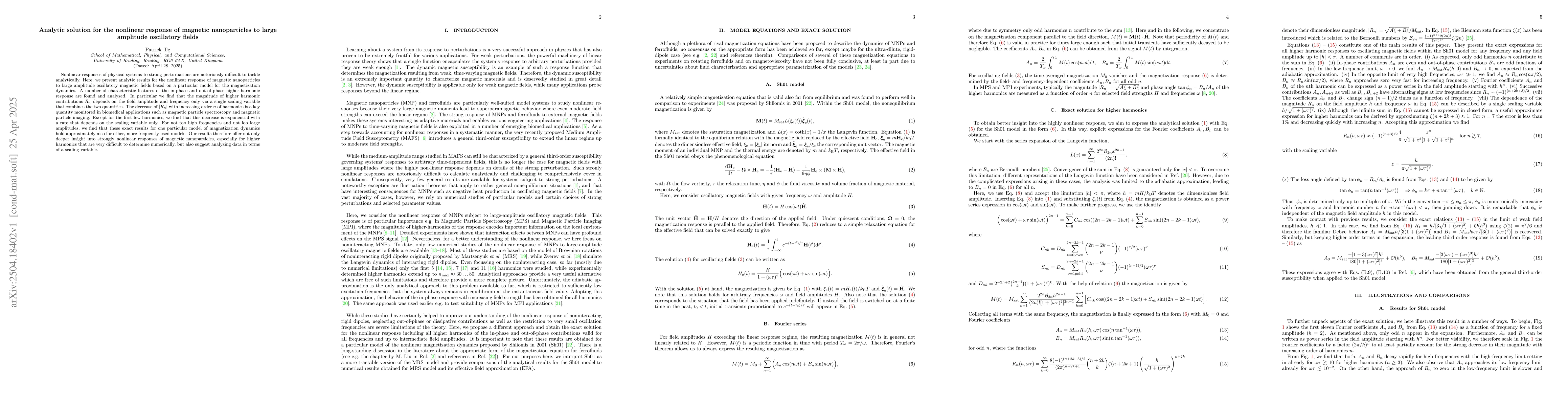 Thumbnail for Analytic solution for the nonlinear response of magnetic nanoparticles
  to large amplitude oscillatory fields