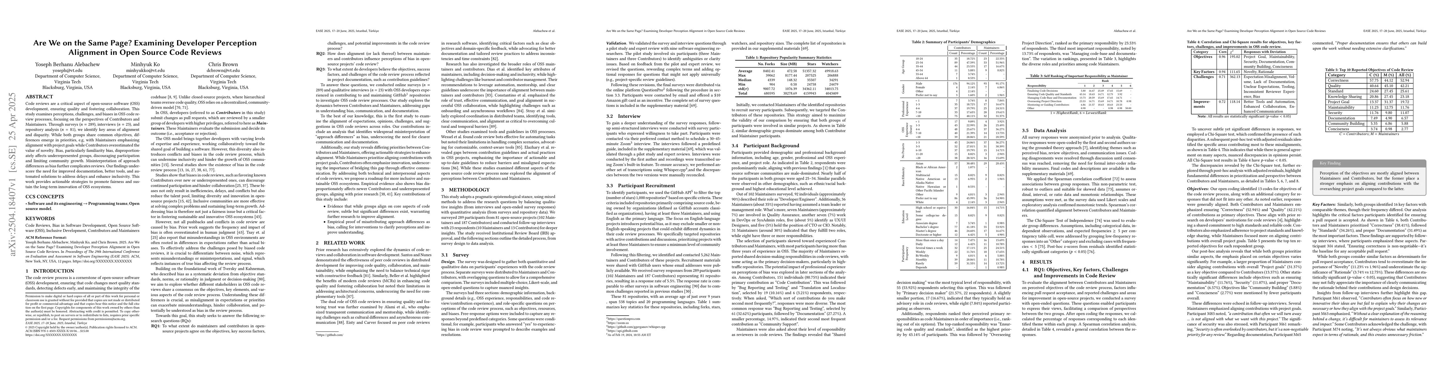 Thumbnail for Are We on the Same Page? Examining Developer Perception Alignment in
  Open Source Code Reviews