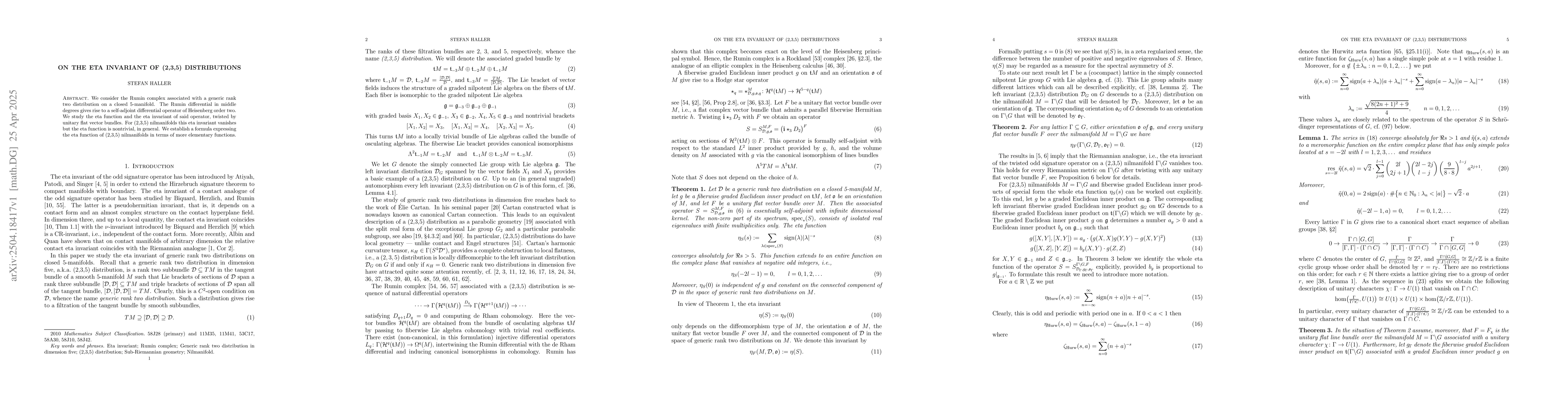 Thumbnail for On the eta invariant of (2,3,5) distributions