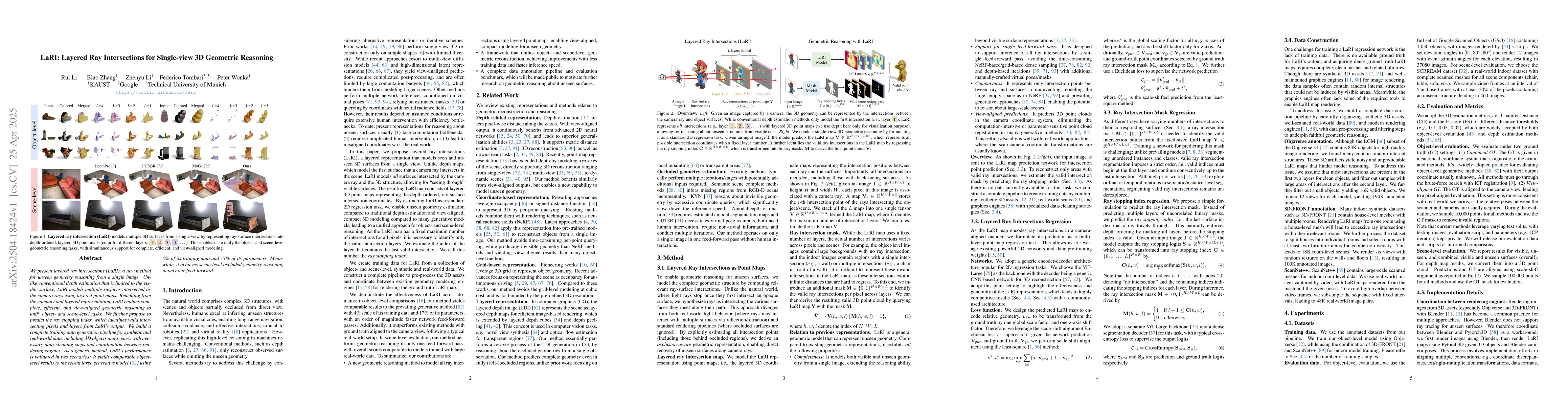 Thumbnail for LaRI: Layered Ray Intersections for Single-view 3D Geometric Reasoning