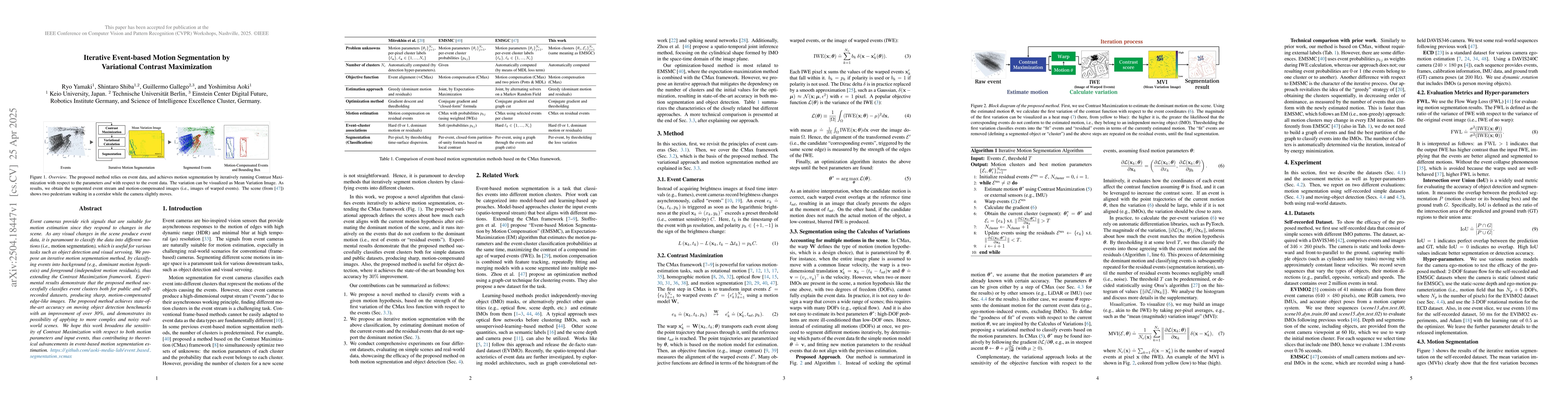 Thumbnail for Iterative Event-based Motion Segmentation by Variational Contrast
  Maximization