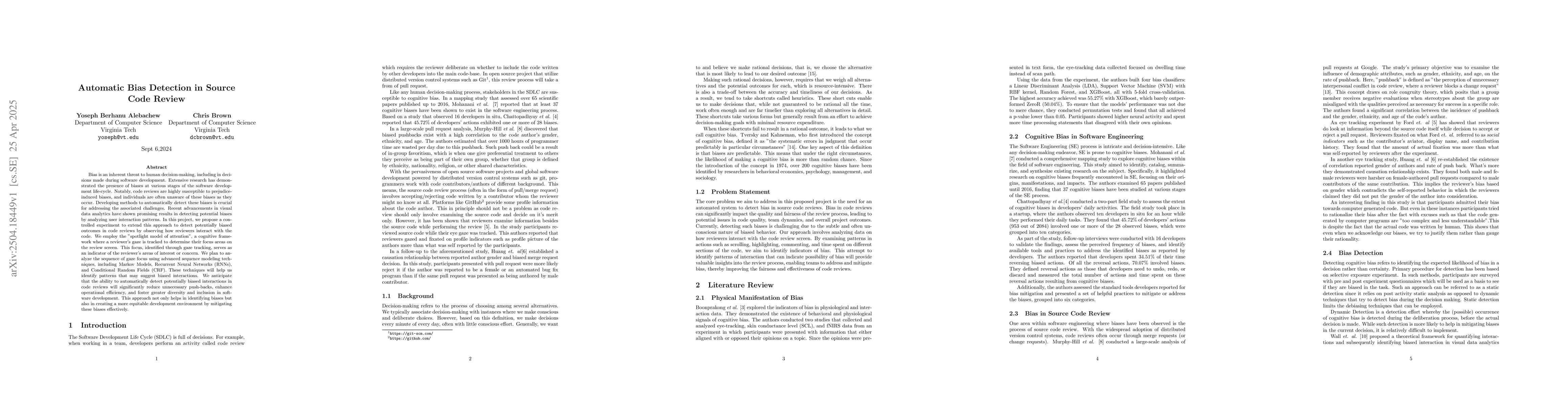 Thumbnail for Automatic Bias Detection in Source Code Review