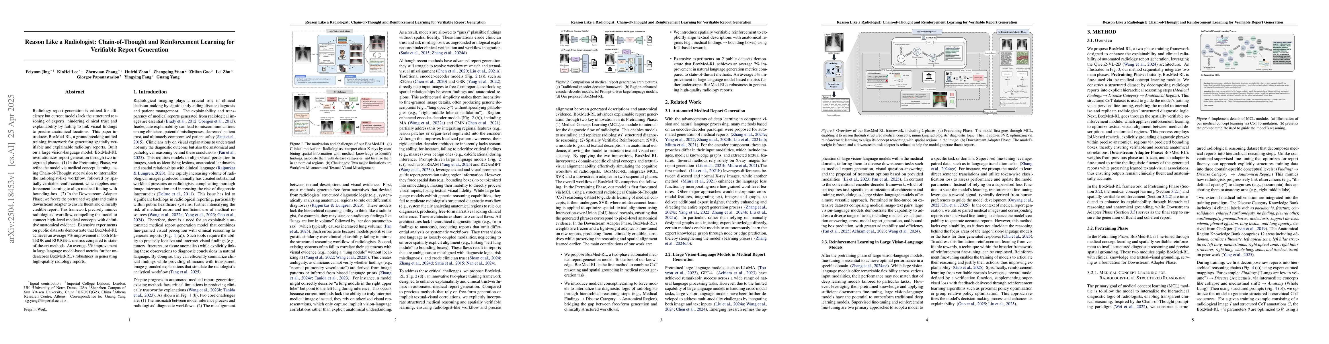 Thumbnail for Reason Like a Radiologist: Chain-of-Thought and Reinforcement Learning
  for Verifiable Report Generation