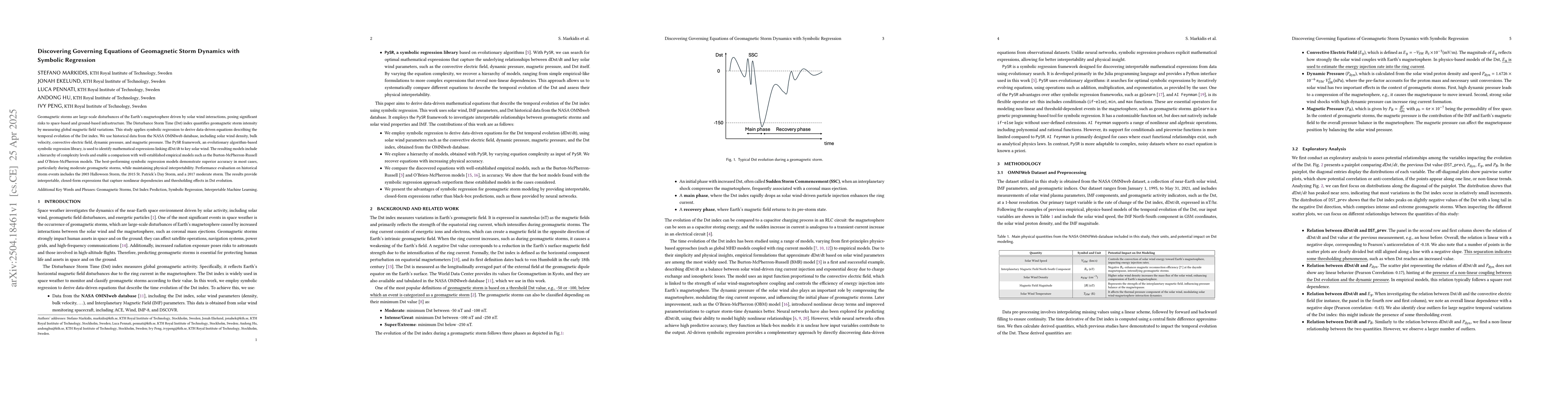 Thumbnail for Discovering Governing Equations of Geomagnetic Storm Dynamics with
  Symbolic Regression