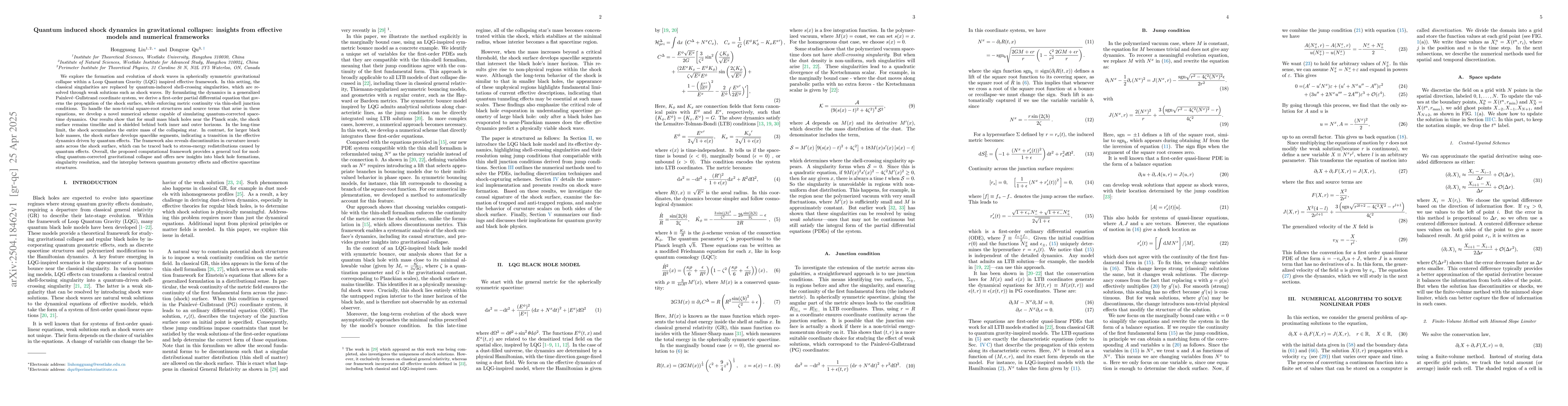 Thumbnail for Quantum induced shock dynamics in gravitational collapse: insights from
  effective models and numerical frameworks