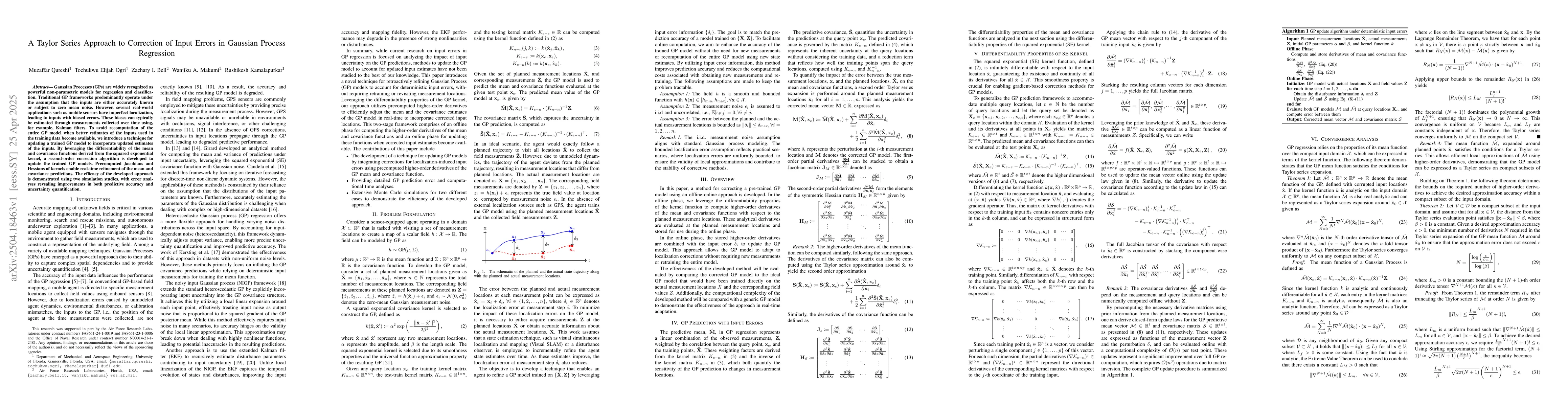 Thumbnail for A Taylor Series Approach to Correction of Input Errors in Gaussian
  Process Regression
