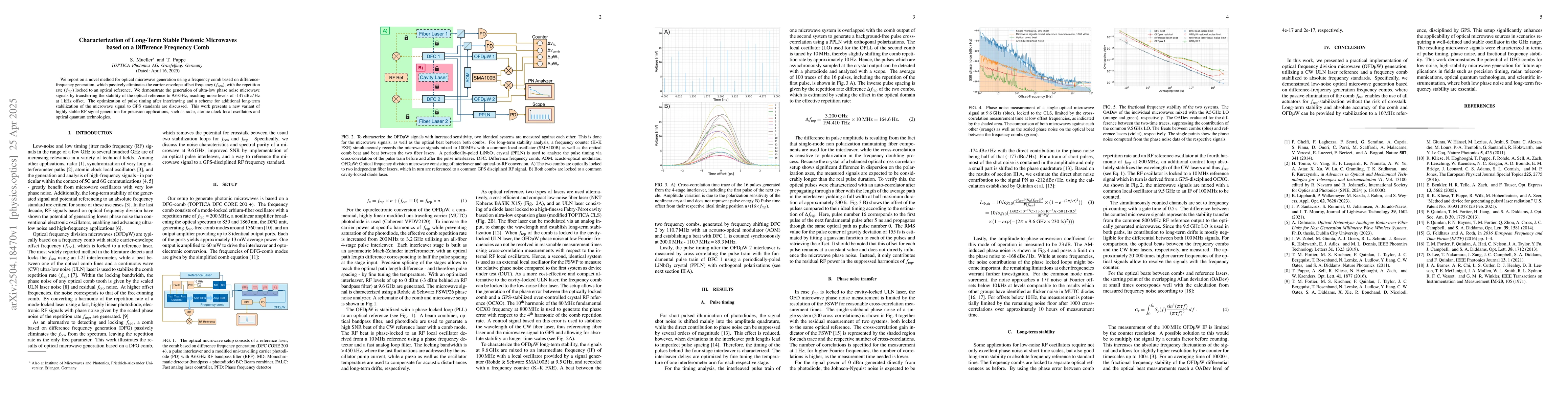 Thumbnail for Characterization of Long-Term Stable Photonic Microwaves based on a
  Difference Frequency Comb