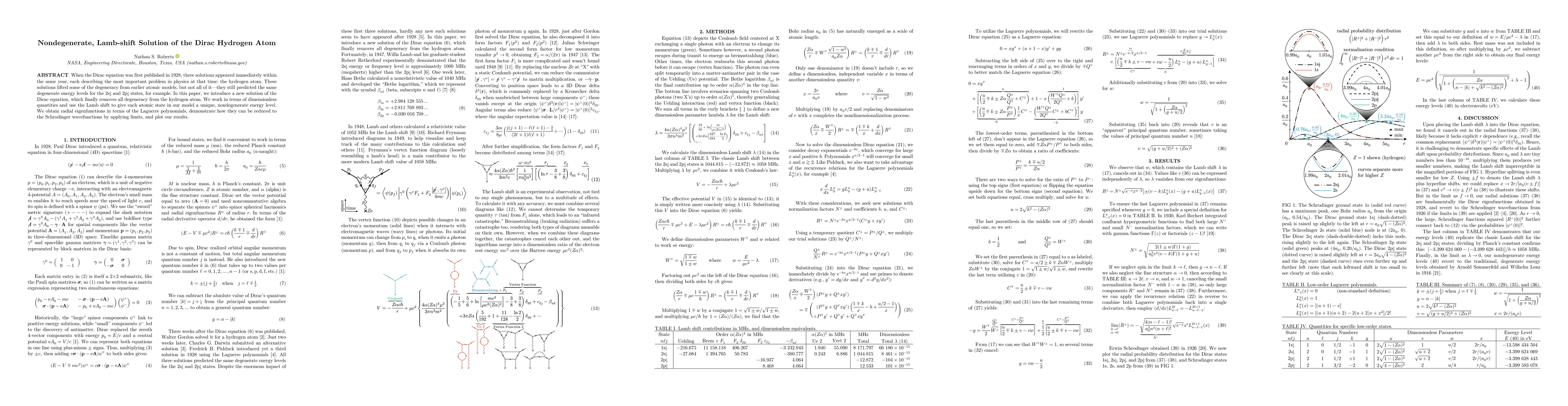 Thumbnail for Nondegenerate, Lamb-shift Solution of the Dirac Hydrogen Atom