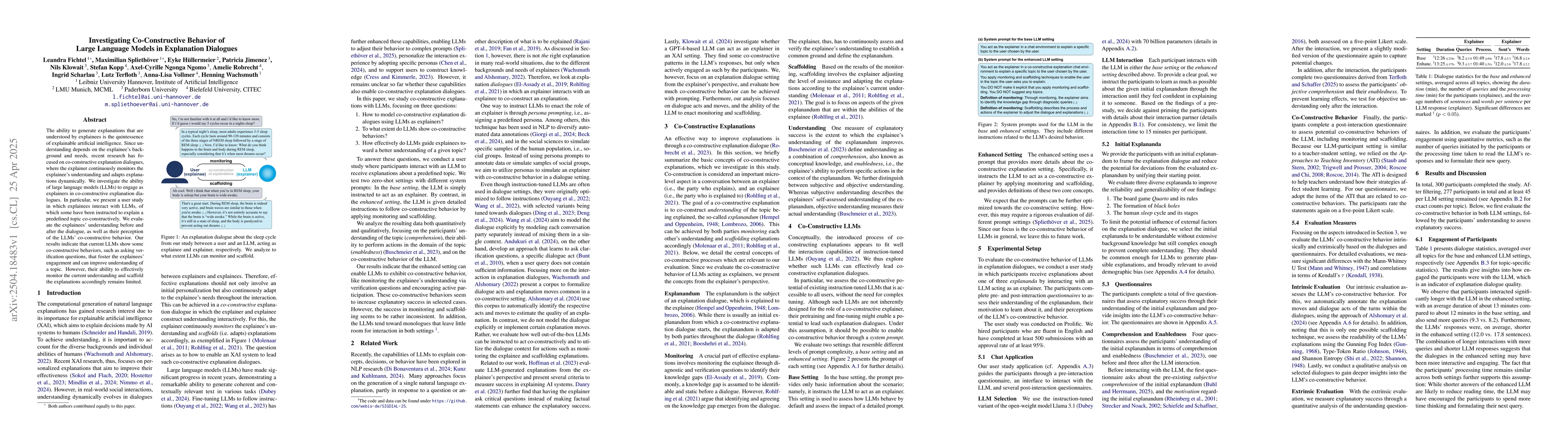 Thumbnail for Investigating Co-Constructive Behavior of Large Language Models in
  Explanation Dialogues