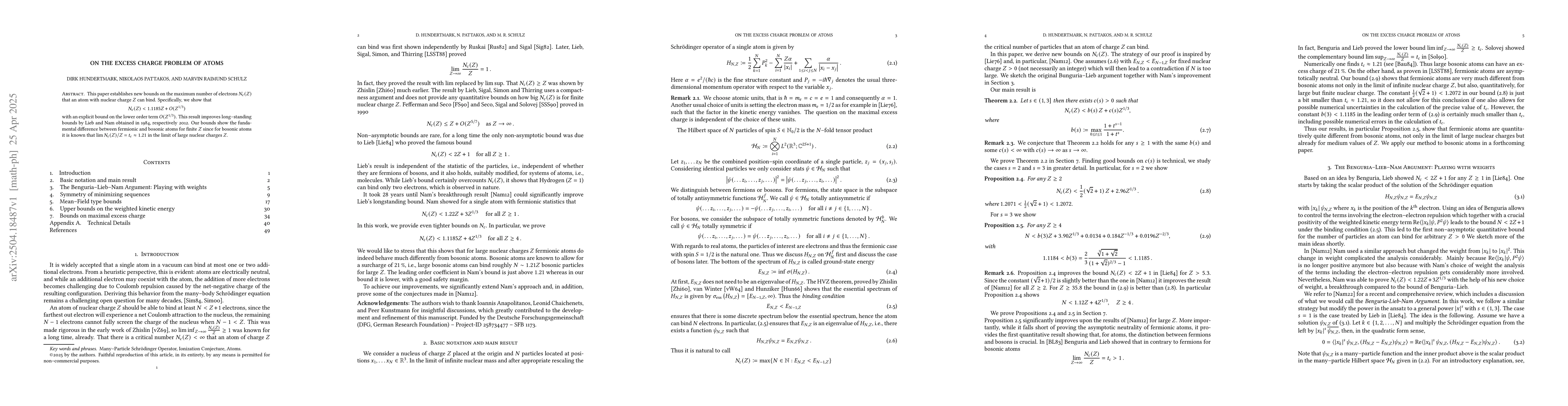 Thumbnail for On the Excess Charge Problem of Atoms