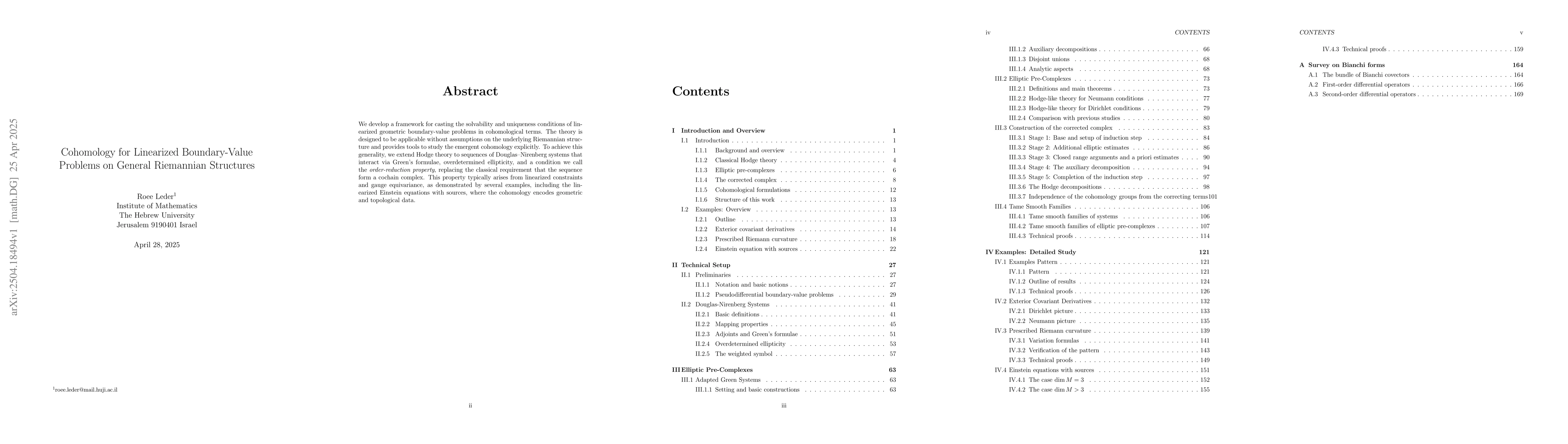 Thumbnail for Cohomology for Linearized Boundary-Value Problems on General Riemannian
  Structures