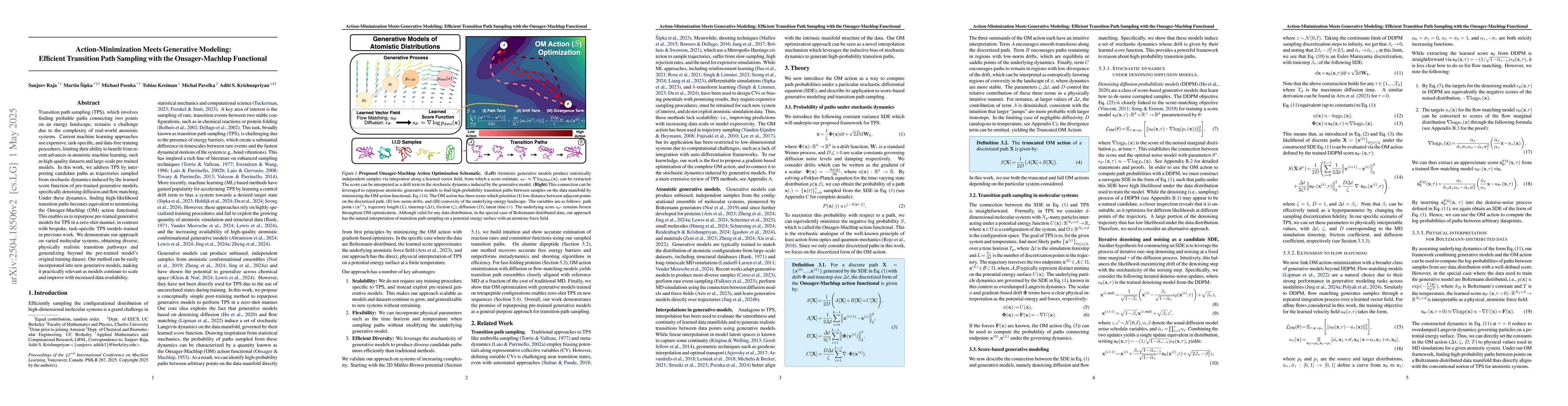 Thumbnail for Action-Minimization Meets Generative Modeling: Efficient Transition Path
  Sampling with the Onsager-Machlup Functional