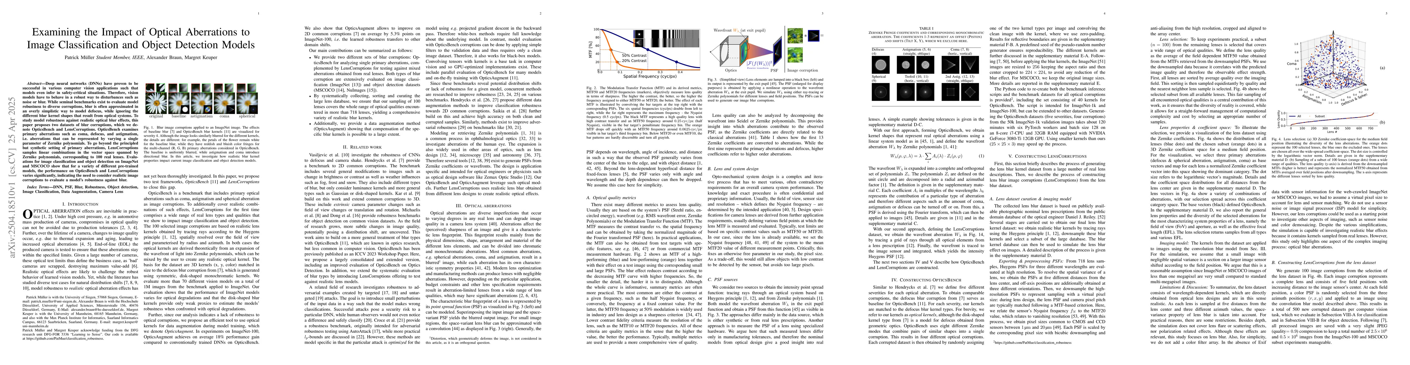 Thumbnail for Examining the Impact of Optical Aberrations to Image Classification and
  Object Detection Models