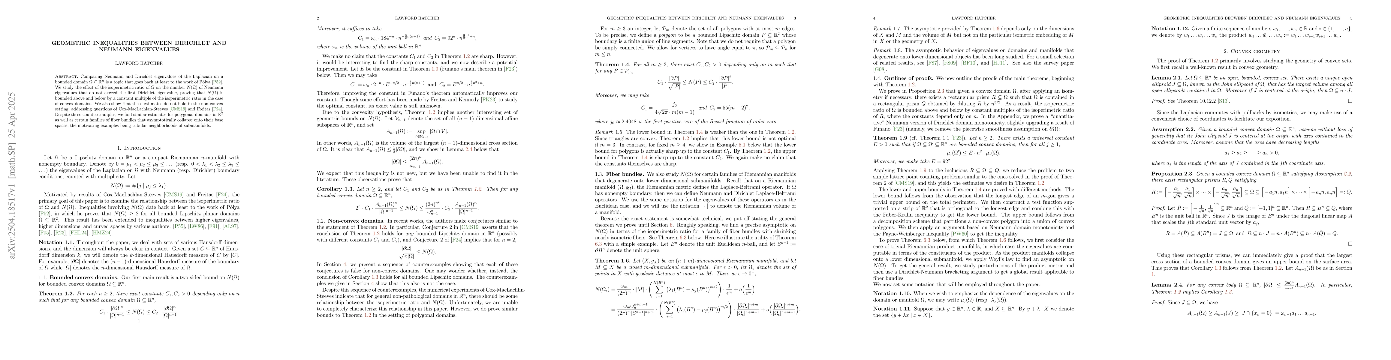 Thumbnail for Geometric inequalities between Dirichlet and Neumann eigenvalues