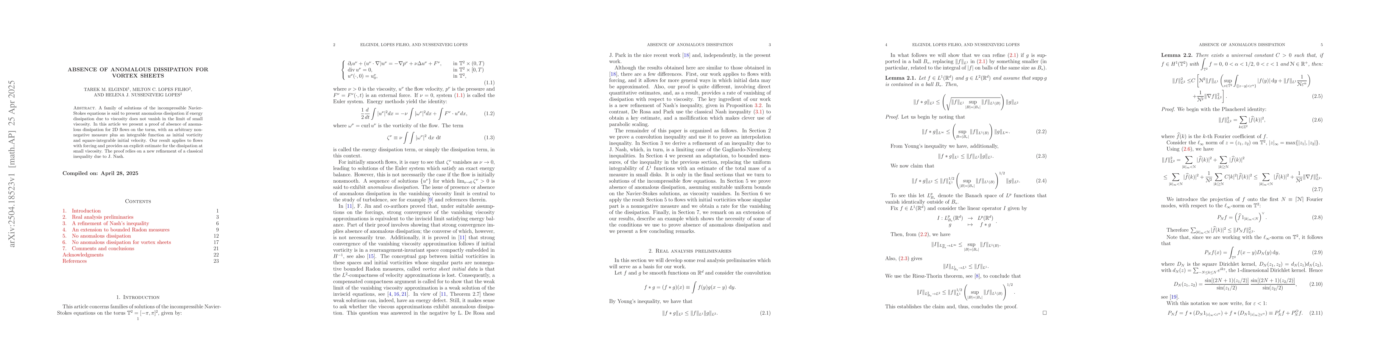 Thumbnail for Absence of anomalous dissipation for vortex sheets