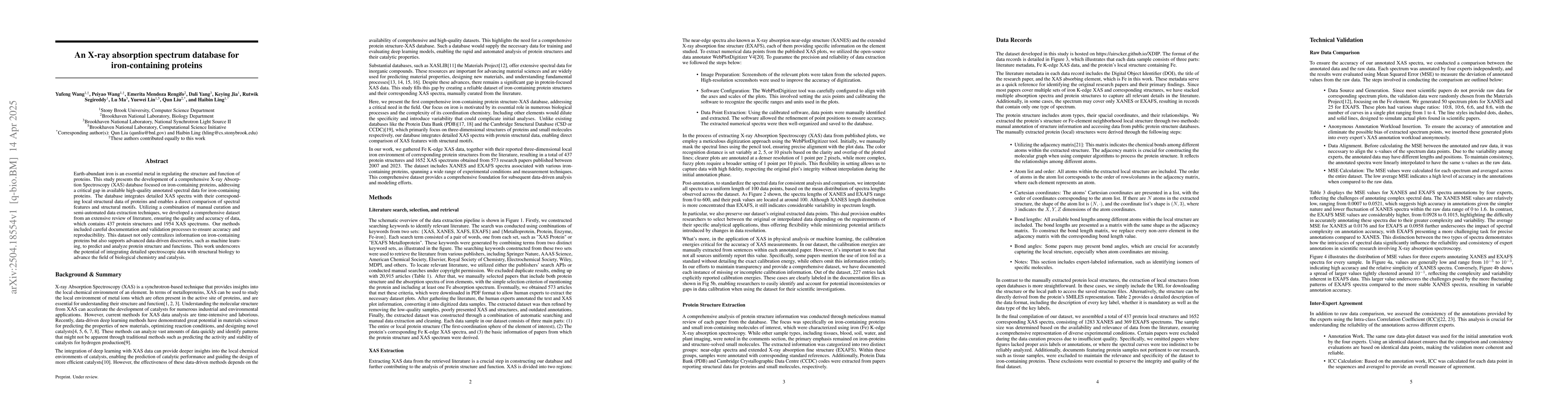 Thumbnail for An X-ray absorption spectrum database for iron-containing proteins