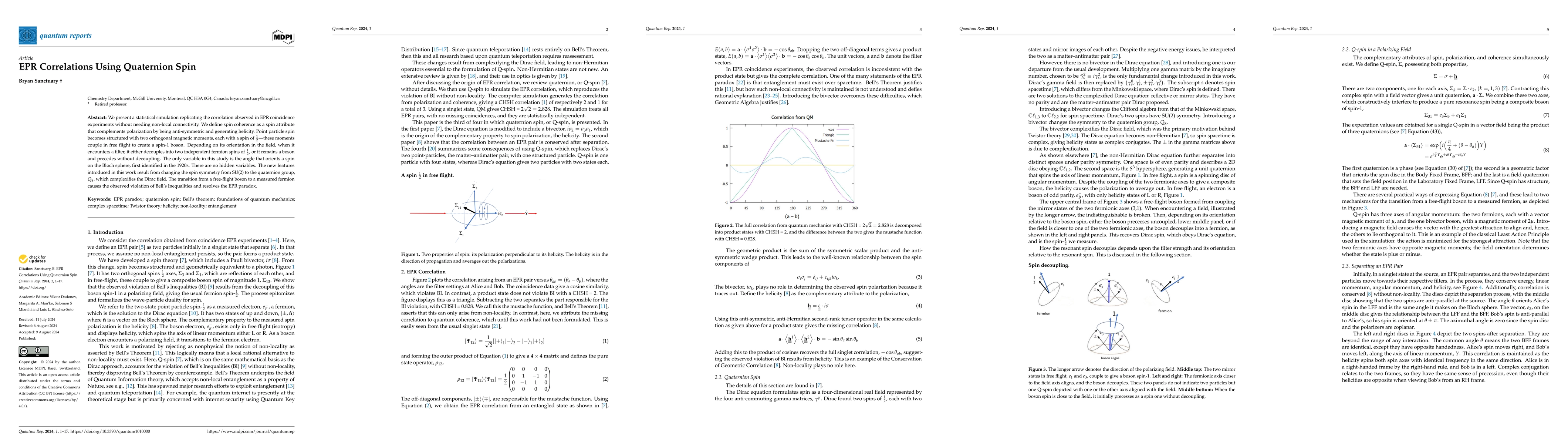 Thumbnail for EPR Correlations Using Quaternion Spin
