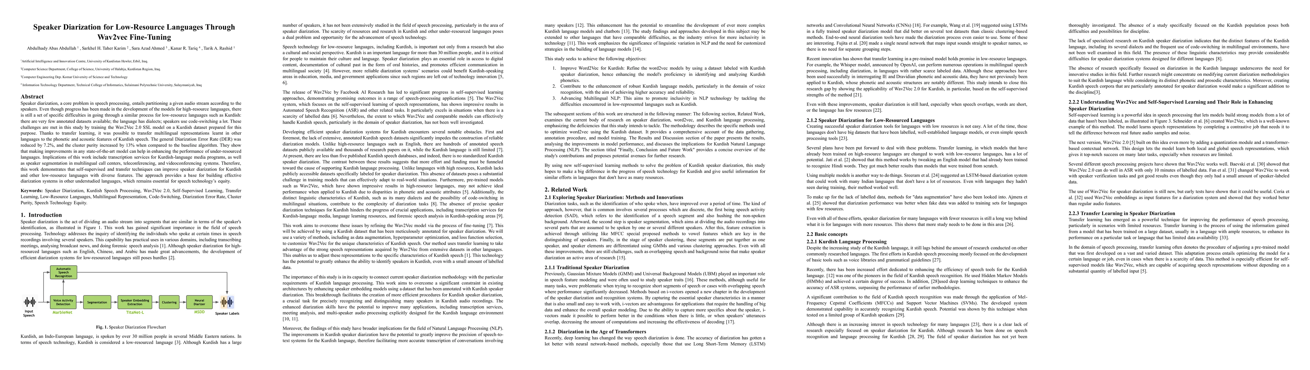 Thumbnail for Speaker Diarization for Low-Resource Languages Through Wav2vec
  Fine-Tuning