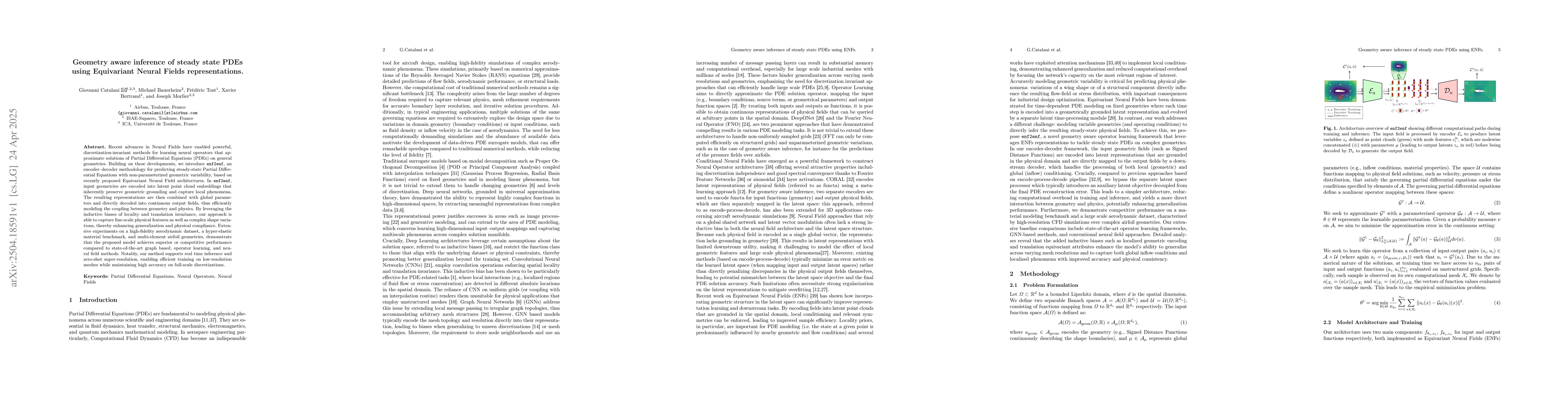 Thumbnail for Geometry aware inference of steady state PDEs using Equivariant Neural
  Fields representations