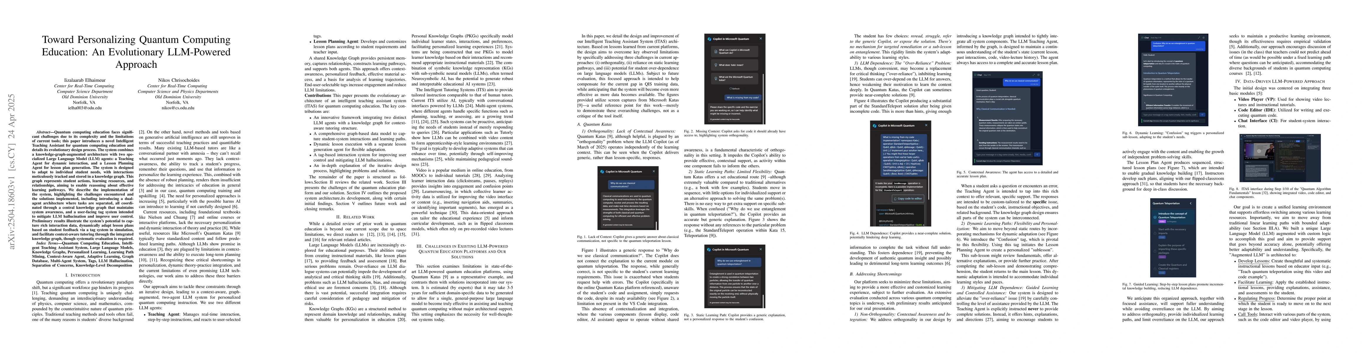 Thumbnail for Toward Personalizing Quantum Computing Education: An Evolutionary
  LLM-Powered Approach