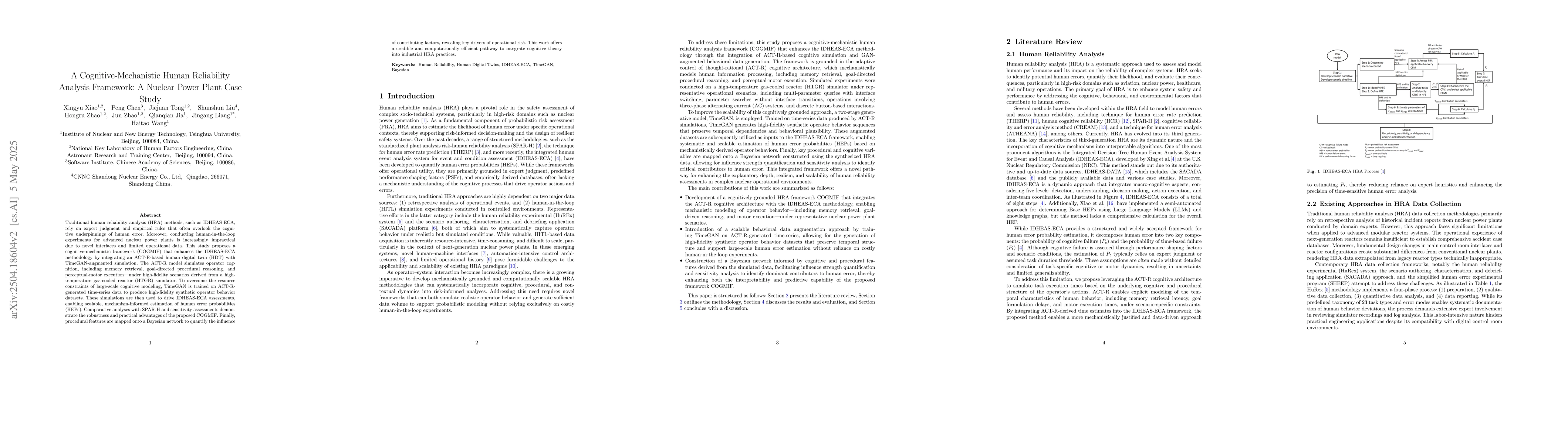 Thumbnail for A Cognitive-Mechanistic Human Reliability Analysis Framework: A Nuclear
  Power Plant Case Study