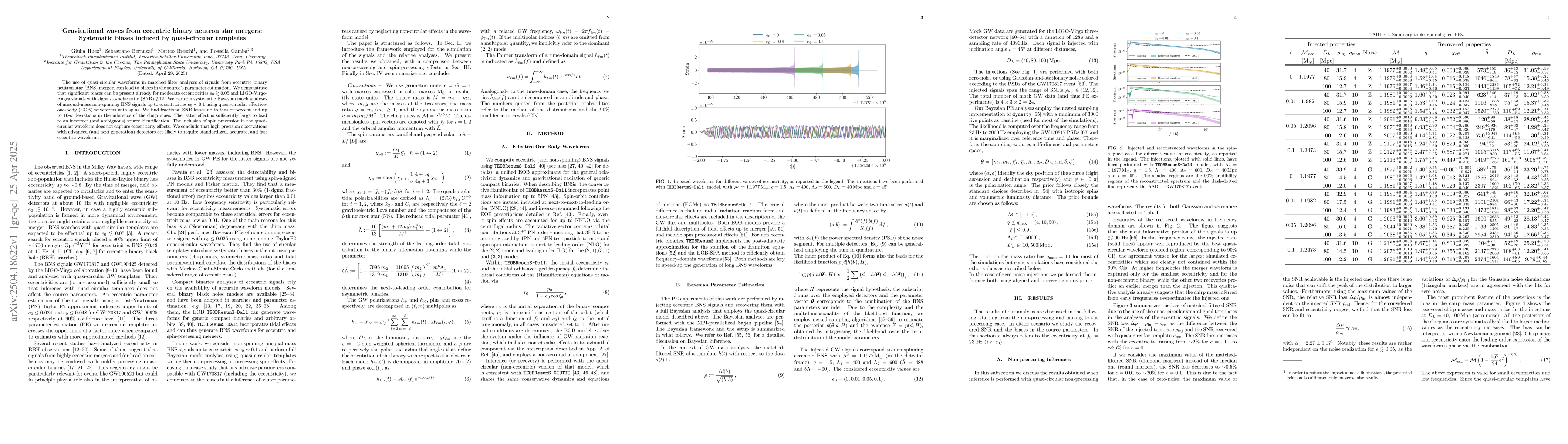 Thumbnail for Gravitational waves from eccentric binary neutron star mergers:
  Systematic biases induced by quasi-circular templates