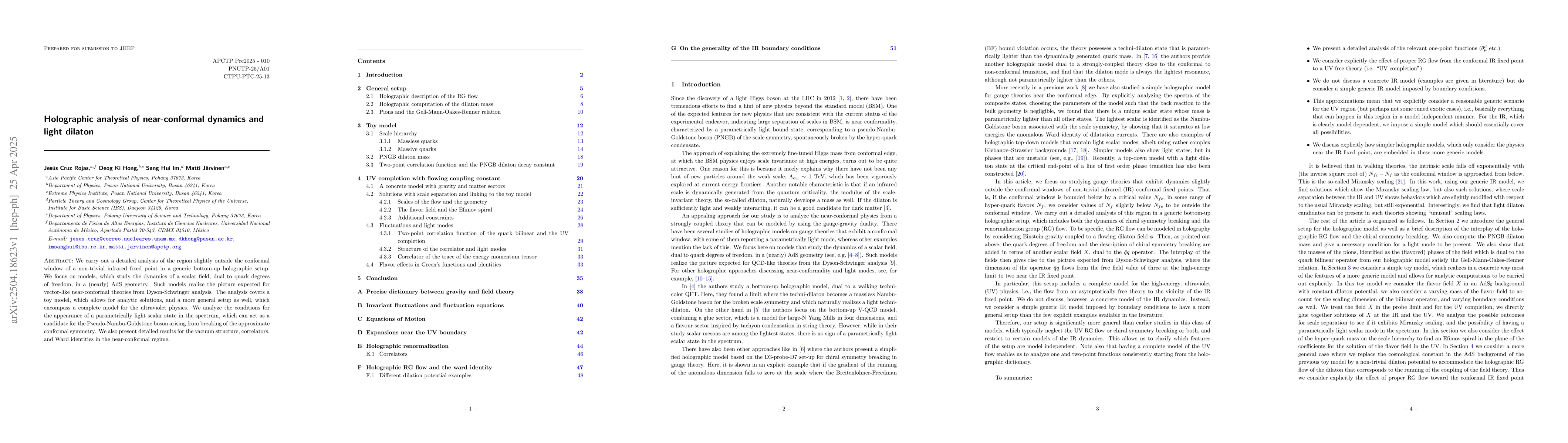 Thumbnail for Holographic analysis of near-conformal dynamics and light dilaton