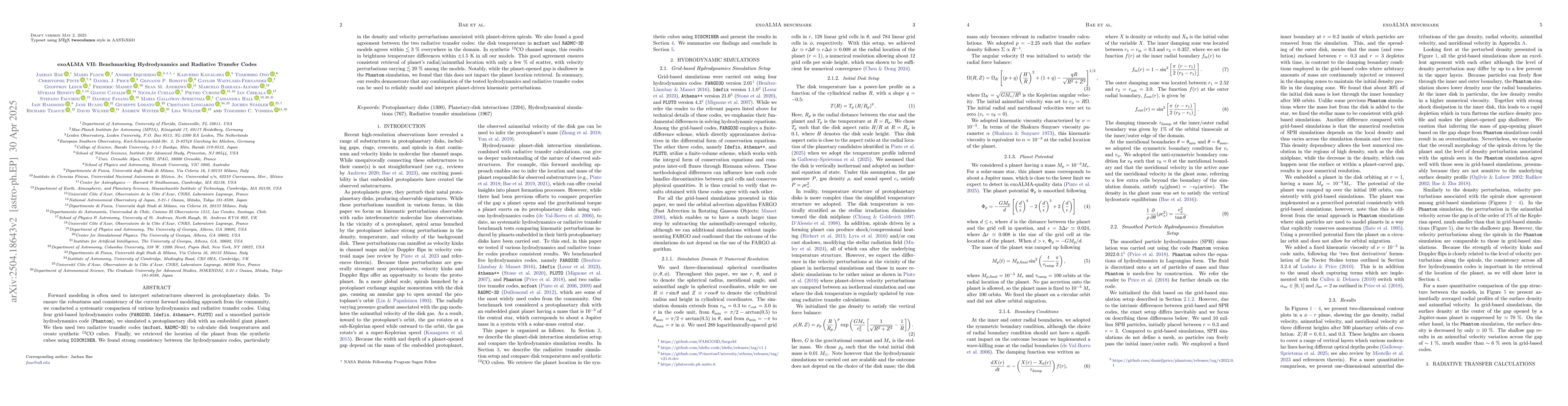 Thumbnail for exoALMA VII: Benchmarking Hydrodynamics and Radiative Transfer Codes